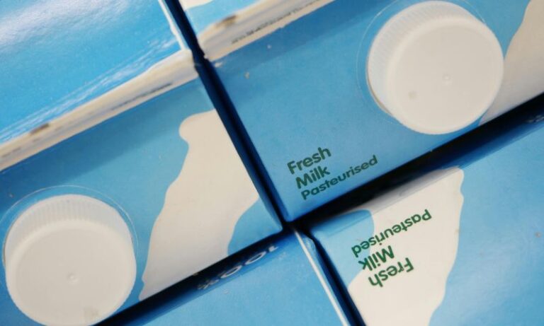 Fresh milk in gable top cartons